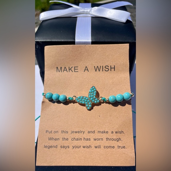 BOGO FREE Turquoise Butterfly 🦋 Beaded Adjustable String Bracelet. - Picture 2 of 3